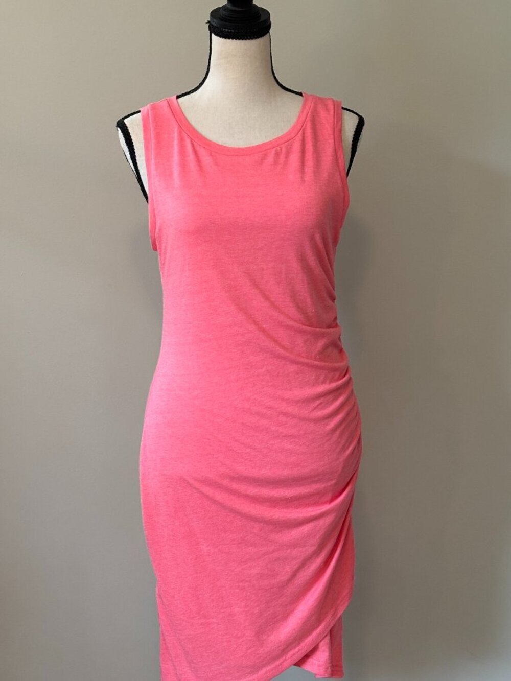 Leith Ruched Bodycon Tank Dress Coral Pink M Like New